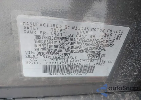 2023 Nissan Kicks S Xtronic Cvt z USA, uszkodzony, nr VIN 3N1CP5BV9PL571677